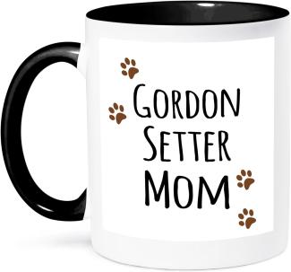 3dRose Gordon Setter Hund-Breed-Brown, mit Prints-Doggy, mit Ton von Mama Love-Two Kaffeebecher, Keramik, Schwarz, 10. 16 cm x 7,62 x-Uhr