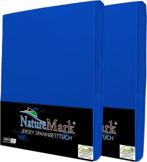 NatureMark 2er Pack Kinder JERSEY Spannbettlaken, Spannbetttuch 100% Baumwolle in vielen Größen und Farben MARKENQUALITÄT ÖKOTEX STANDARD 100 | 70x140 cm - royal blau