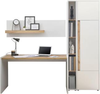 Büromöbel Set Center in weiß und Eiche Wotan 213 cm
