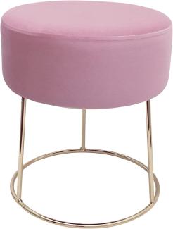 ECHTWERK runder Sitzhocker Marilyn, Polsterhocker aus Samtstoff, Schminkhocker mit Metallbeinen in Gold, Hocker geeignet für Schlaf- und Wohnzimmer, Fußhocker bis 150 kg belastbar, rosa