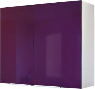 Berlioz Creations CP8HA Hängeschrank für Küche mit 2 Türen in auberginefarbenem Hochglanz, 80 x 34 x 70 cm, 100 Prozent französische Herstellung