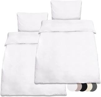 Beautissu Reforcé Bettwäsche Julie - 4teilig – Bettbezug Set – Kühlende Sommerbettwäsche aus Baumwolle Weiß, 200cm, 135cm