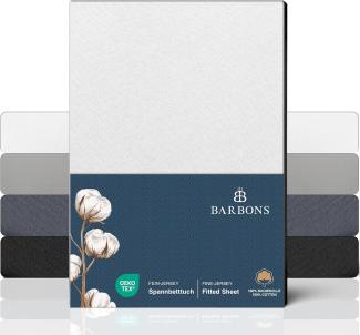 BARBONS Spannbettlaken 180x200cm – 100% Baumwolle Spannbettlaken, Oeko-TEX Zertifiziert, Bettlaken Jersey, Spannbetttuch, Matratzenhöhe bis 25 cm (Weiss - 180x200)