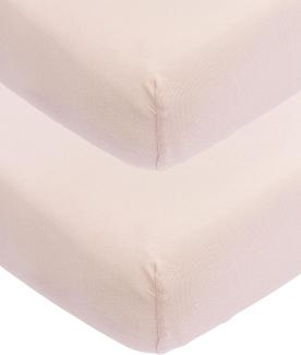 Meyco Baby Uni Spannbettlaken 2er Pack für das Kinderbett (Bettlaken mit weicher Jersey-Qualität, aus 100% Baumwolle, perfekte Passform durch Rundum-Gummizug, Maße: 70 x 140 cm), Soft Pink