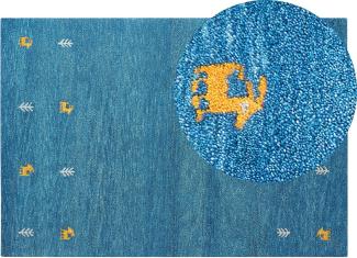 Gabbeh Teppich Wolle blau 140 x 200 cm Kurzflor CALTI