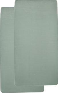Meyco Jersey Spannbetttuch, 2er-Pack, 70x140/150 cm Stone Green
