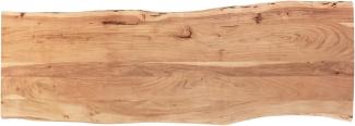 SAM Tischplatte 180x60 cm Curt, Holzplatte aus Akazienholz massiv + naturfarben + lackiert, Baumkanten-Platte für Heimwerker, geeignet für Arbeitsplatten, Tische & Fensterbretter