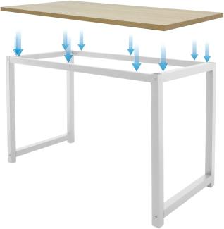 ML-Design Schreibtisch 120 x 60 x 75cm in Eiche-Weiß, Computertisch aus Holz mit stabiles Metallgestell für Home Office, Schule, einfacher Aufbau, Multifunktionaler Bürotisch Arbeitstisch Laptoptisch