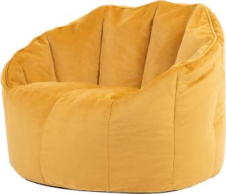 icon Sitzsack-Sessel „Sirena“, Gelb, Samt, Plüsch XL Sitzsack Erwachsene mit Füllung für das Wohnzimmer, Groß Indoor Sitzsäcke