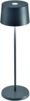 Zafferano Olivia Pro Kabellose LED-Tischleuchte aus Aluminium, dimmbar, IP65-Schutz, Indoor/Outdoor Benutzung, EU-Stecker - H 35 cm (Dunkelgrau)