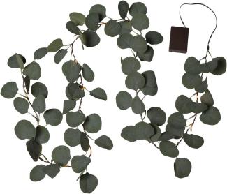 LED Lichterkette Eukalyptus - 20 warmweiße LED - L:180cm - Batteriebetrieb - Timer - grüne Blätter