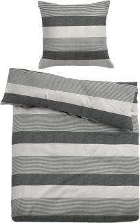 Tom Tailor Flanell Bettwäsche Gradual Stripes | 135x200 cm + 80x80 cm | black