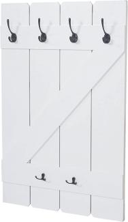 Tassenhalter HWC-D13, Hängeregal Tassenbrett Wandboard, 6 Haken 91x60cm ~ weiß lackiert