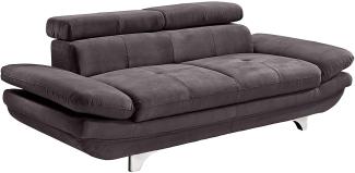 Mivano Zweisitzer-Sofa Enterprise / 2er-Couch mit Armteilfunktion und Kopfteilverstellung / 218 x 72 x 104 / Mikrofaser-Bezug, dunkelgrau