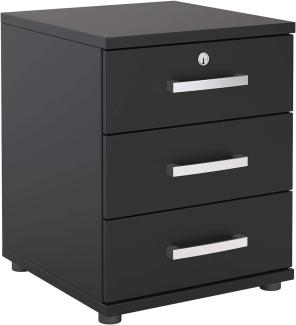 CARO-Möbel Bürocontainer Schreibtischcontainer Büroschrank Toronto, schwarz, abschließbar mit 3 Schubladen, 44 x 58 x 45 cm