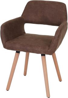 Esszimmerstuhl HWC-A50 II, Stuhl Küchenstuhl, Retro 50er Jahre Design ~ Textil, vintage braun, helle Beine