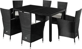 Casaria Gartengarnitur Poly Rattan Polyattan mit Auflage schwarz geflecht