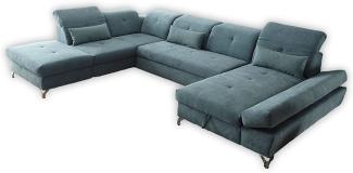 Couch MELFI L Sofa Schlafcouch Wohnlandschaft Schlaffunktion grün dunkel U-Form links