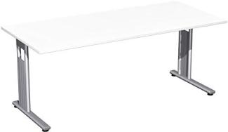 Schreibtisch, 180x80cm, Weiß / Silber