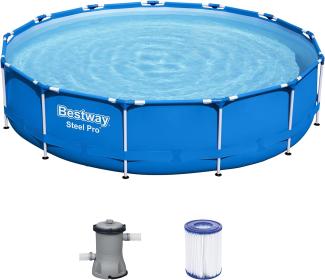 Steel Pro™ Frame Pool-Set mit Filterpumpe Ø 396 x 84 cm, blau, rund