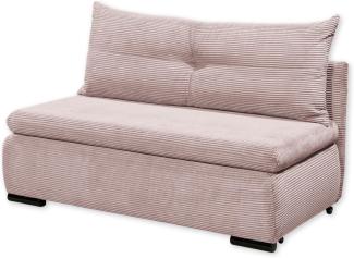 CHARLIE Bequemes Schlafsofa mit Bettkasten in Cord-Optik, Flamingo - Kompaktes Sofa mit Schlaffunktion - 153 x 75/90/92 x 83 cm (B/H/T)