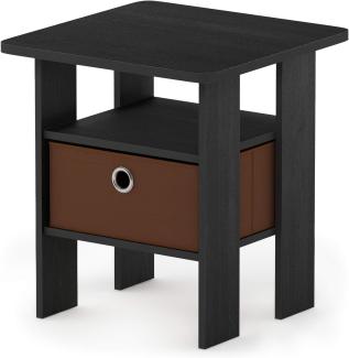 Furinno Andrey Beistelltisch Nachttisch mit Schublade, Holz, Americano/Mittelbraun, 39. 37 x 39. 37 x 44. 45 cm