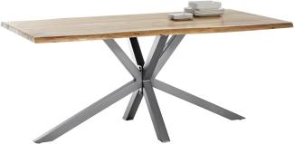 TABLES&Co Tisch 180x100 Akazie Natur Metall Silber Massivholz Natur