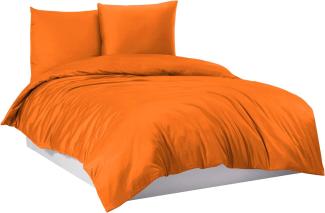 Mixibaby Bettwäsche Bettgarnitur Bettbezug 100% Baumwolle 135x200 155x220 200x220 200x200, Farbe:Orange, Größe:200 x 220 cm