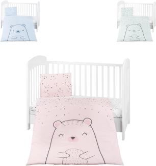 Kikkaboo Kinderbettwäsche Bär 5-teilig Decke 135 x 95 cm Kissen 45 x 35 cm Laken rosa