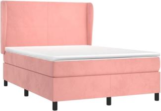 vidaXL Boxspringbett mit Matratze Rosa 140x200 cm Samt