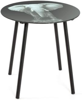 Beistelltisch Couchtisch Glastisch mit Motivdruck Elefant