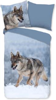 good morning Renforcé Bettwäsche 2 teilig Bettbezug 155 x 220 cm Kissenbezug 80 x 80 cm Snow Wolf Grey