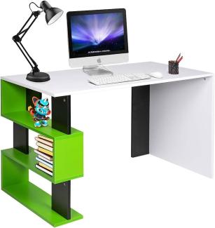 BAKAJI grünem Gaming Schreibtisch Bücherregal 3 Etagen Tisch PC Computer Holz Haus Büro, Holzwerkstoff, Standard