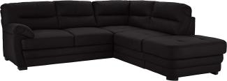 Mivano Ecksofa Royale / Zeitloses Sofa in L-Form mit Ottomane und hohen Rückenlehnen / 246 x 90 x 230 / Lederoptik, schwarz