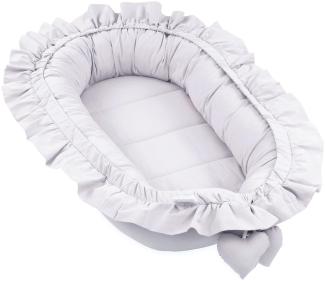 Babynestchen Baumwolle Kuschelnest für Neugeborene 90x50 cm - Baby Nestchen Bett Kokon Baumwolle Gräulich