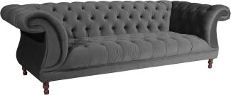 Ivette Sofa 3-Sitzer Samtvelours Anthrazit Buche Nussbaumfarben