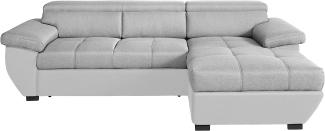 Mivano Schlafsofa Speedway / Moderne Couch in L-Form mit Bett, Bettkasten und verstellbaren Kopfteilen / 267 x 79 x 170 / Zweifarbig: Grau-Hellgrau