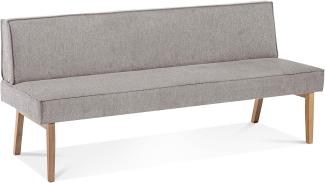 Möbel-Eins LORAN Polsterbank/Küchenbank ohne Armlehnen, Material Massivholz Eiche, Stoffbezug in 2 Farben erhältlich 220 cm Grau