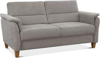CAVADORE 3er-Sofa Palera mit Federkern / Kompakte Dreisitzer-Couch im Landhaus-Stil / passender Sessel und Hocker optional / 179 x 89 x 89 / Mikrofaser, Hellgrau