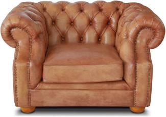 Casa Padrino Luxus Chesterfield Leder Sessel 125 x 100 x H. 80 cm - Verschiedene Farben - Echtleder Wohnzimmer Sessel - Chesterfield Wohnzimmer Möbel