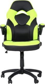 Bürostuhl HWC-K13, Drehstuhl Gamingstuhl, ergonomisch, verstellbare Armlehne, Kunstleder ~ schwarz-grün