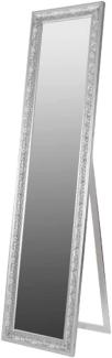 Casa Padrino Barock Standspiegel / Wandspiegel Silber 45 x H. 180 cm - Handgefertigter Spiegel mit Holzrahmen & wunderschönen Verzierungen