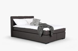 Mivano Beast Boxbett, Komfortables Bett mit Durchgehender Matratze (H3) und Topper, Flachgewebe Karoo Dunkelgrau, Liegefläche 180 x 200 cm
