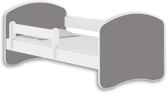 Jugendbett Kinderbett mit einer Schublade mit Rausfallschutz und Matratze Weiß ACMA II 140 160 180 (180x80 cm, Weiß - Grau)