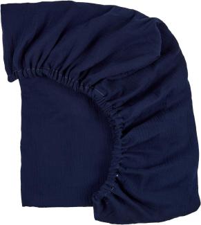 KraftKids Spannbettlaken Musselin Musselin dunkelblau aus 100% Baumwolle in Größe 120 x 60 cm, handgearbeitete Matratzenbezug gefertigt in der EU