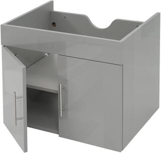 Waschbeckenunterschrank HWC-D16, Waschtischunterschrank Waschtisch Unterschrank Badmöbel, MVG hochglanz 60cm ~ grau