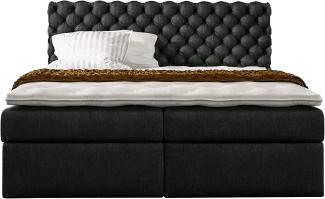 Stylefy 'Alviero' Boxspringbett, Strukturstoff Inari Schwarz 180 x 200 cm