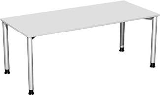 Schreibtisch, höhenverstellbar, 180x80cm, Lichtgrau / Silber