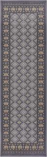 Orientalischer Kurzflor Teppich Sao Grau - 80x250x0,9cm