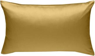 Bettwaesche-mit-Stil Mako-Satin / Baumwollsatin Bettwäsche uni / einfarbig gold Kissenbezug 40x60 cm